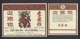 Etiquettes De Vin  De Table Blanc - Lee Poo Yee  -  A. Roux à Saint Lambert  (33)  -  Avec Sa Contre étiquette - Asiatici