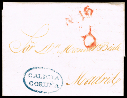 LA CORUÑA PREF.  - PE 10A - CARTA CIRC. 1830 A MADRID + PORTEO 8 - ...-1850 Prephilately