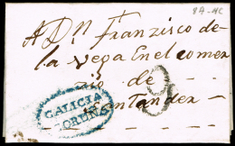 LA CORUÑA PREF.  - PE 10A - CARTA CIRC. 1829 A SANTANDER + PORTEO 9 GRANDE - ...-1850 Prephilately