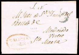 LA CORUÑA PREF.  - PE 10A - CARTA CIRC. 1823 A MONDOÑEDO + PORTEO 5 - ...-1850 Prephilately