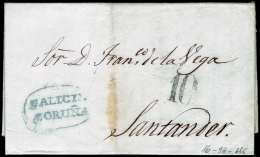 LA CORUÑA PREF.  - PE 11A - CARTA CIRC. 1839 A SANTANDER + PORTEO 10 - ...-1850 Prefilatelia