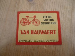 Velos Moto Scooter Van Hauwaert Bruxelles 1950 6 Op 5 Cm - Otros & Sin Clasificación