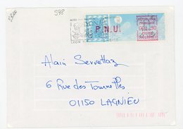 TIMBRES DE DISTRIBUTEUR LSA TYPE A-  PNU 1,90 LYON RP (C001 69123)-  N° Yvert  104 SUR LETTRE - 1985 Papier « Carrier »