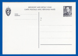 NORWAY PRE-PAID REPLY CARD UNUSED 55 ORE OLAV V BREVKORT  WATERMARK INVERTED - Postal Stationery