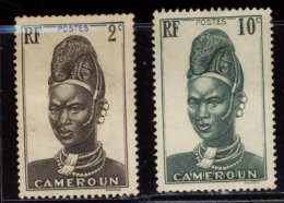 Cameroun - Oblitéré - Charnière Y&T 1939 N° 162 - 166 Femme De Lamido  2c Brun-noir Et 10c Vert - Usados