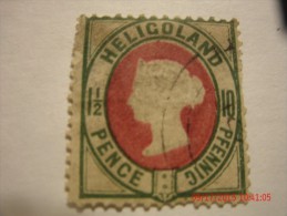 HELIGOLAND, MICHEL # 14 A,  1&1/2 P OR 10 PF BLUE GREEN & RED, USED - Helgoland