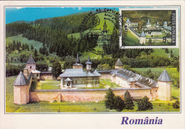 27647- SUCEVITA MONASTERY, MAXIMUM CARD, 1995, ROMANIA - Klöster