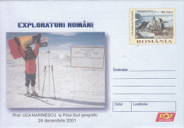 27687- UCA MARINESCU, POLAR EXPLORER, PENGUINS, SOUTH POLE, COVER STATIONERY, 2001, ROMANIA - Esploratori E Celebrità Polari