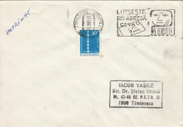 27777- WRITE THE POSTAL CODES, SPECIAL POSTMARK, ENDLESS COLUMN STAMP ON COVER, 1988, ROMANIA - Covers & Documents