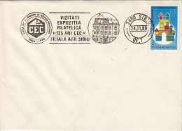 27800- SAVINGS AND DEPOSITS BANK-SIBIU, SPECIAL POSTMARKS AND STAMP ON COVER, 1989, ROMANIA - Lettres & Documents