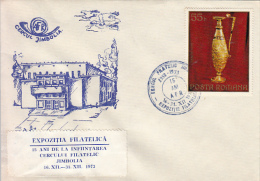 27878- ARCHAEOLOGY, PIETRASA TREASURE ITEM, STAMP ON PHILATELIC EXHIBITION SPECIAL COVER, 1973, ROMANIA - Archeologie