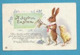 CPA Fantaisie Poussin Lapin Rabbit Habillé Chapeau Cane Position Humaine Humanisé - Animaux Habillés