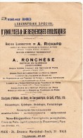 Document, 2 Volets,  Laboratoire D'analyse De Recherches Biologiques, RONCHESE à NICE, De 1931 - Australië