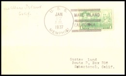 United States, USA, 1937, Cancelled Card, Ship, Mare Island, California, Voyage. - 1851-1940