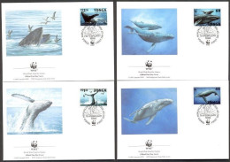 TONGA  1996  MiNr. 1400 - 1403 Marine Mammals, The Humpback Whale (Megaptera Novaeangliae) WWF 4 FDC  22.00 € - Baleines