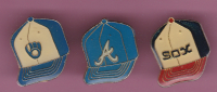 47062-lot De 3 Pin´s.casquette.baseball. - Béisbol