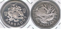 BARBADOS 2 DOLLARS 1973 PLATA SILVER X - Barbades