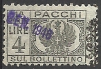 # 1945 4 L. Aquila, Cifra E Fregi Fascio Littorio Soprastampato Con Fregi - Usato - Paketmarken