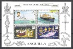 Anguilla 1977 Geschichte Persönlichkeiten Royals Königin Elisabeth Prinz Charles Schiffe Minerva Insignien, Bl. 15 ** - Anguilla (1968-...)