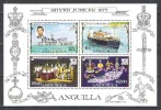 Anguilla 1977 Geschichte Persönlichkeiten Royals Königin Elisabeth Prinz Charles Schiffe Minerva Insignien, Bl. 17 ** - Anguilla (1968-...)