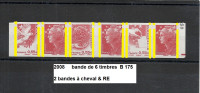 Variété Bande De 6 Timbres Adhésif De 2008 Neuf**Y&T N° Adh Bd 175 En RE 2 Bandes à Cheval - Neufs