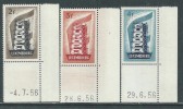Europa 1956 Luxembourg N° 514 / 16 XX Les 3 Valeurs Coin De Feuille Avec Date Sans Charnière, TB - 1956