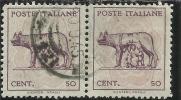 ITALIA REGNO ITALY KINGDOM 1944 LUOGOTENENZA LUPA SENZA FILIGRANA UNWATERMARK COPPIA USATA PAIR USED OBLITERE´ - Afgestempeld