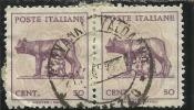 ITALIA REGNO ITALY KINGDOM 1944 LUOGOTENENZA LUPA SENZA FILIGRANA UNWATERMARK COPPIA USATA PAIR USED OBLITERE´ - Afgestempeld