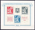 ** Tchécoslovaquie 1945 Mi Bl.6 (Yv BF 8), (MNH) Varieté - Jambe Cassé - Plaatfouten En Curiosa