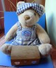 Vintage Plush Toy TEDDY BEAR - SAM With Wooden Box - Plüschtiere