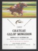 Etiquette De Vin Bordeaux Supérieur 1989 - Chateau Galop Mongiron - Thème Chevaux - JM. Quéron à Nérigean (33) - Cavalli