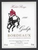 Etiquette De Vin Bordeaux  1990 - Galop - Habit Rouge - Thème Chevaux -  J. Itey à Bordeaux (33) - Caballos