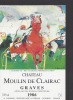 Etiquette De Vin Graves  1986 -  Moulin De Clairac- Thème Chevaux - Peinture De K. Van Bohemen - Pargade à Cérons (33) - Pferde