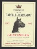 Etiquette De Vin Saint Emilion 1982 -  Domaine De La Garelle Ferrandat  - Thème Chevaux - Caballos