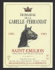Etiquette De Vin Saint Emilion 1983 -  Domaine De La Garelle Ferrandat  - Thème Chevaux - Horses