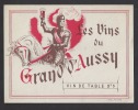 Etiquette  De Vin De Table 9°5  -  Grand D´Aussy -Thème Chevaux  Chevalier - Chevaux