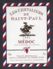 Etiquette De Vin Médoc - Les Chevaliers De Saint Paul   - Thème Chevaux Chevalier - Cavalli