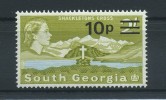 SOUTH  GEORGIA    1971   10p  On  2/-   Yellow  Olive  And  Light  Blue   Deep  Violet     MNH - South Georgia