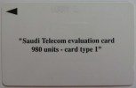 SAUDI ARABIA - Evaluation Card - 980 Units - Card Type 1 - 1SAUD - Used - Saoedi-Arabië