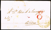 ASTURIAS PREF. - PE 5-V GIJON - CARTA CIRC. A BILBAO 1844 - PORTEO 8 - ...-1850 Prephilately