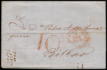 CANTABRIA - PE 14 R II - CARTA CIRC. A BILBAO 1849 - PORTEO 10 ROJO Y GRANDE - ...-1850 Prephilately