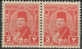 EGYPT STAMPS 1944 - 1950 KING FAROUK Pair 2 Milleme MNH ** STAMP MARSHALL / MARSHAL - Unused Stamps