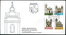 BRAZIL #1545-8    -  FDC #143   RELIGIOUS ARCHITECTURE IN BRAZIL  - 1977 - FDC