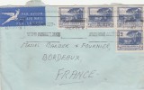 Afrique Du Sud Yvert 113A + 114 A Bande De 3 Horizontale Lettre Avion 31/7/1950 Pour Bordeaux France - Storia Postale