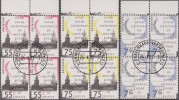 Pays-Bas 1989 Y&T Service 43 à 45, Michel 44 à 46. Cour Internationale De Justice. Blocs De 4 Oblitérés - Dienstmarken