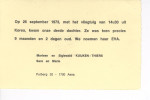 Faire-part Adoption Eva Kuijken Asse 26 September 1973 - Geburt & Taufe