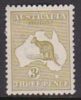 Australia 1915-20 Third Watermark Kangaroo SG 37, 3d Olive Mint Hinged - Nuovi