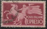 ITALIA REPUBBLICA ITALY REPUBLIC 1945 1952 DEMOCRATICA ESPRESSI SPECIAL DELIVERY ESPRESSO LIRE 15 USATO USED OBLITERE´ - Correo Urgente/neumático