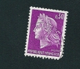 N° 1536  Marianne De Cheffer 0,30 Lilas France  Oblitéré  1967-69 - 1967-1970 Marianna Di Cheffer