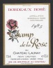 Etiquette De Vin Bordeaux Rosé 1995-Champ De La Rose Du Chateau Launay-37.5 Cl-Thème Flore-R. Greffier à Gironde (33) - Rose